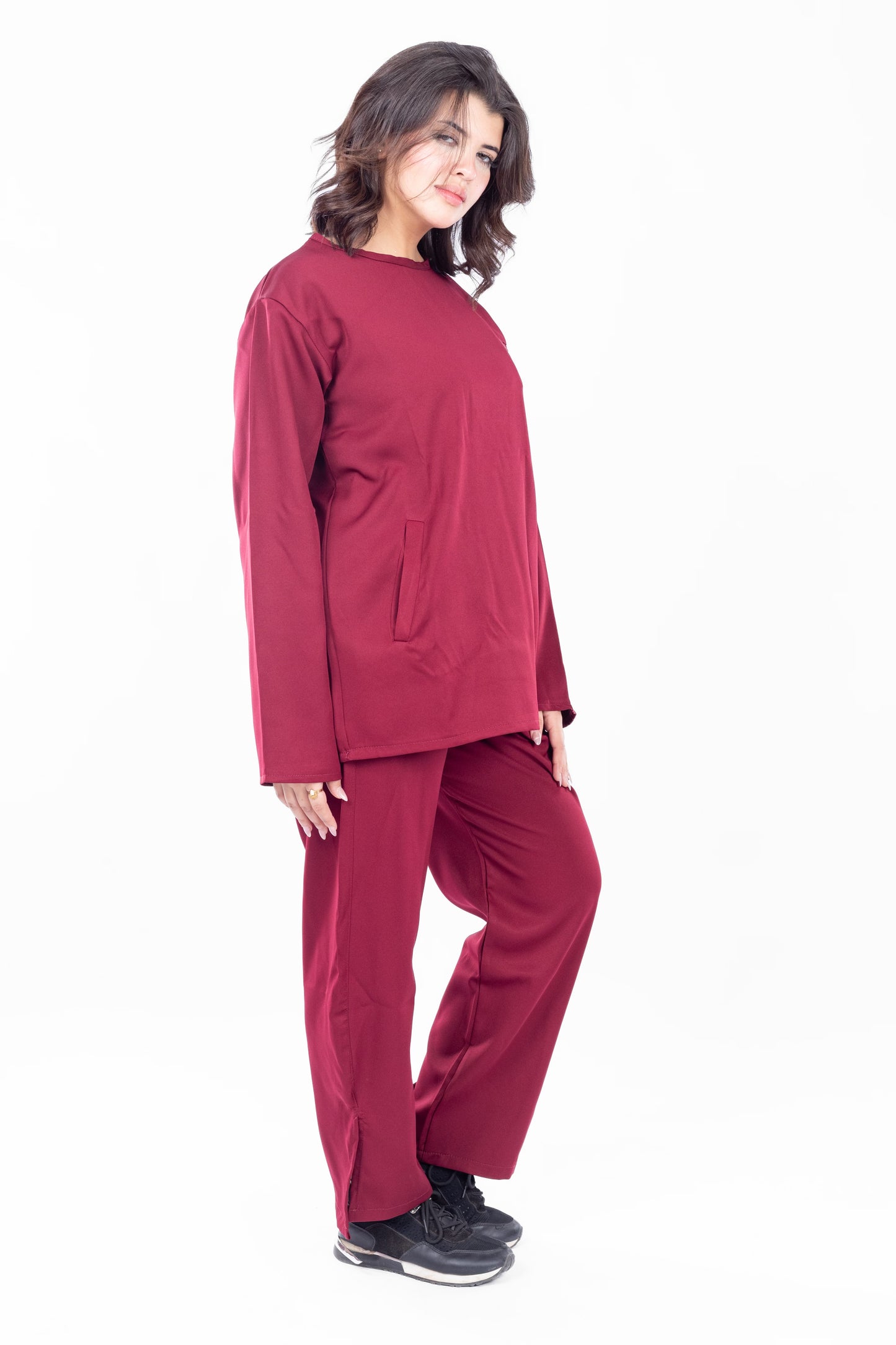 Closed Neck Burgundy Scrub