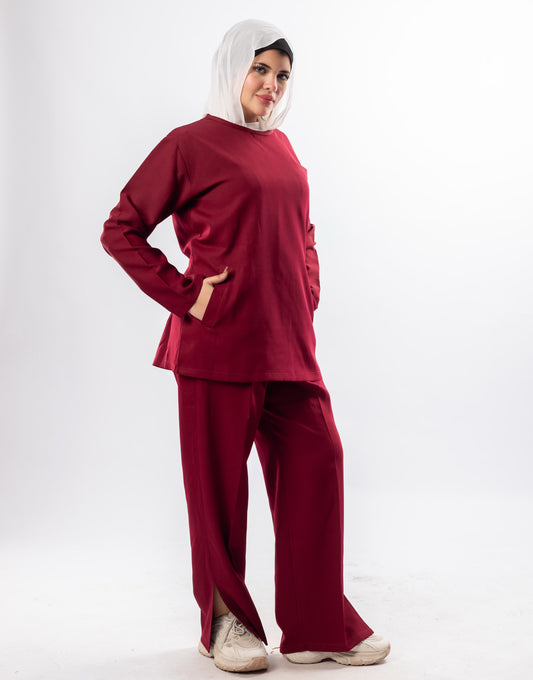 Closed-Neck Burgundy Scrub